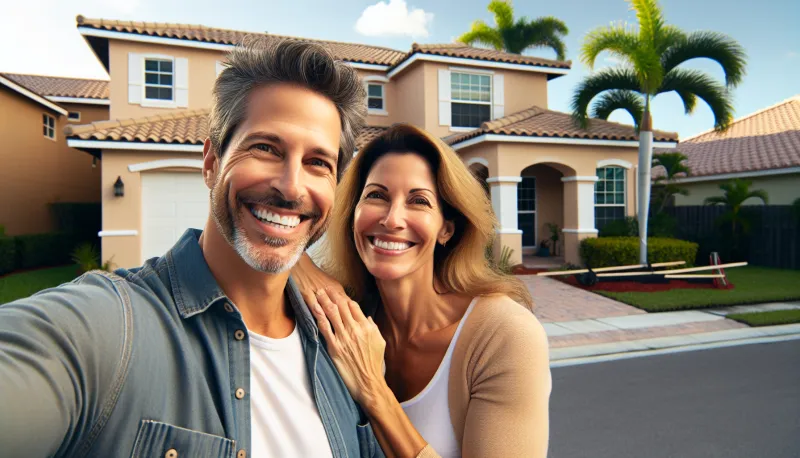 Happy Florida homeowners with their new roof